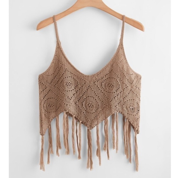 Tops - NWT Plus Tassel Trim Crochet Cover Up 0XL